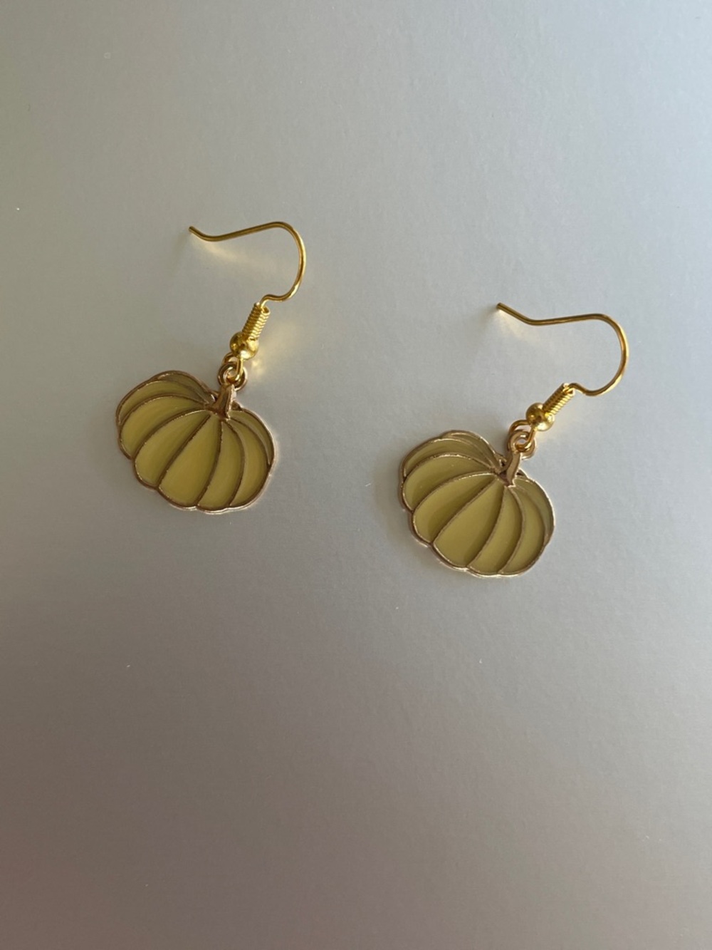 Gold-Tone Green Pumpkin Drop Earrings